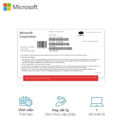 Phần Mềm Windows 10 Pro 64-bit OEM (FPT) - Key vật lý